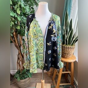 Free People Multicolor Paisley and Floral Blouse